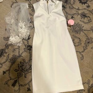 Winter white Calvin Klein Sheath dress